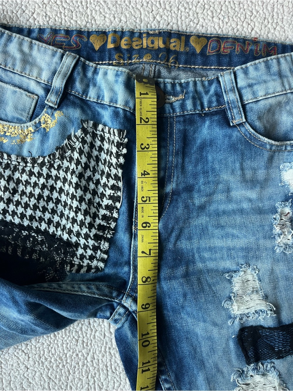Desigual Mulato Patchwork Boyfriend Jeans Womens 6 - Picture 6 of 7
